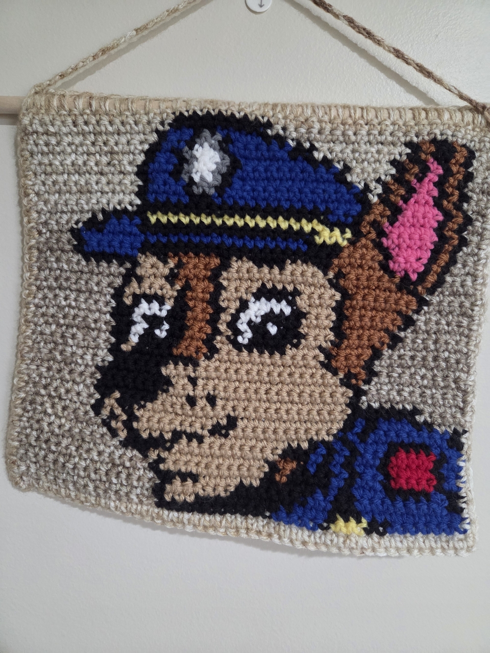 Handmade Crochet Tapestry Chase Paw Patrol